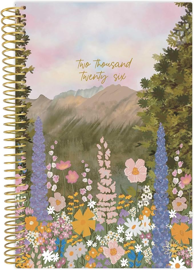 bloom daily planners 2026 Pocket Planner - 4” x 6” - (January 2026 - December 2026) - MINI Weekly/Monthly Agenda Organizer & Calendar Book - Wildflower Mountainside