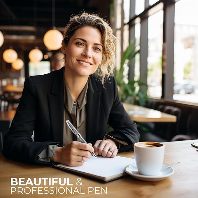 ZenZoi Elegant Pen – Grey Executive Rollerball Pen. Smooth Writing Fine Point Roller Gel Ink. Fancy, Luxury Pen for Men or Women. Quality, Business, High End Pen Gift Set