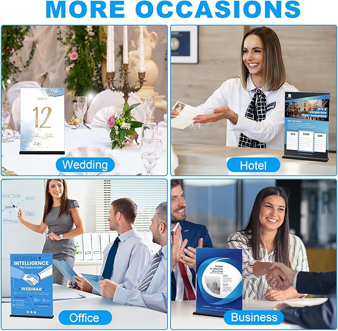 EHWINE 3 Pack Acrylic Sign Holder 8.5 x 11, Double-Sided Stand up Table Top Sign Holders, Clear Acrylic Picture Frame Menu Flyer Paper Holder Display Stand for Office Business Store Wedding Party(Black Base)