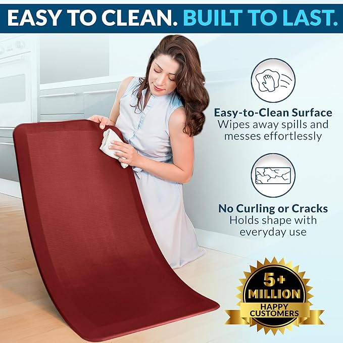 ComfiLife Anti Fatigue Floor Mat – 3/4 Inch Thick Kitchen Mats for Floor, Standing Desk Mat, Kitchen Rug – Comfort at Home, Office – Durable – Stain Resistant – Non-Slip Bottom (20" x 39", Red)