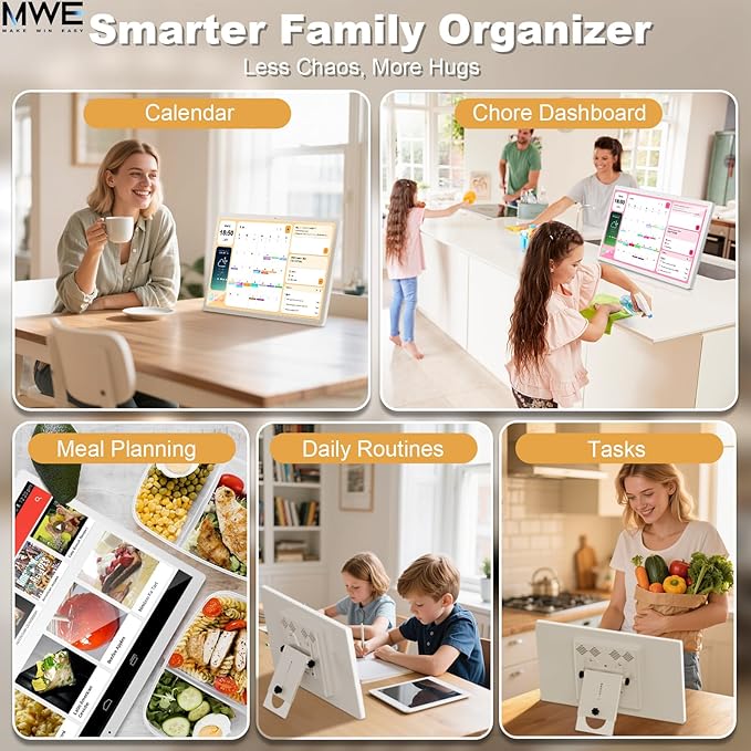 24 Inch Touchscreen Digital Calendar, Wall Planner, Desktop Smart Electronic Calendar, 8GB+128GB Android 13, Supports Google Play Apps, Office Desk Assistant & Family Schedules, Wall/Desk Stand