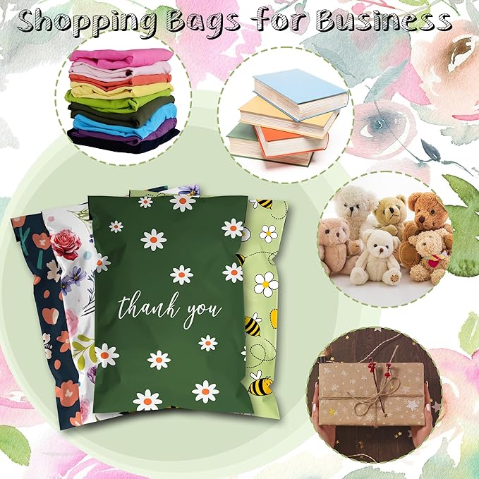 Poly Mailers-10x13 Inch Variety Pack of 100，25pcs Each Print ，Strong Adhesive Shipping Bags for Clothing, Waterproof and Tear Proof Mailing Envelopes - Mixed Print