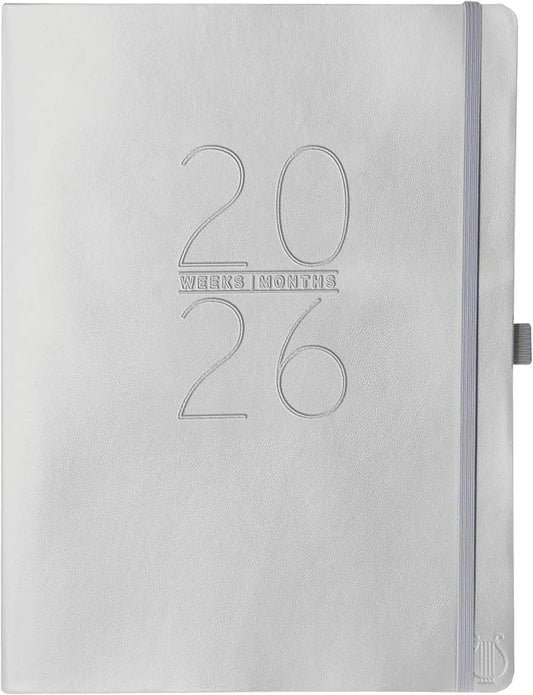 Graphique 2026 Apollo Business Planner | 18 Month Organizer, July 2025 - Dec. 2026 | Weekly & Monthly Spreads | To-Do List & Note Pages | Pen Loop | Vegan Leather | Silver | 8” x 10”
