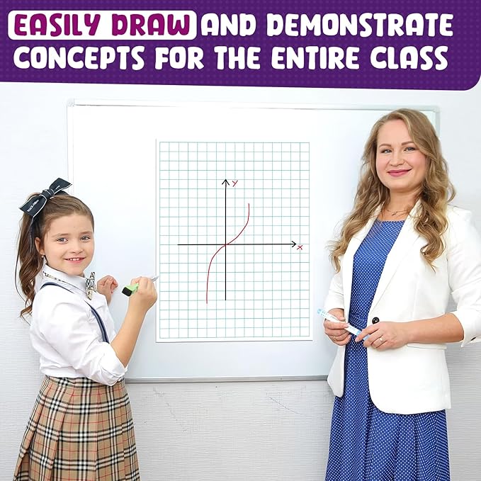 KIKIGOAL 21.5"x17" Magnetic Draw and Write Paper,Dry Erase Handwriting Lined Paper for Classroom Whiteboard, Writing Chart Page Teacher Must Have Homeschool Teaching Supplies (Graph)