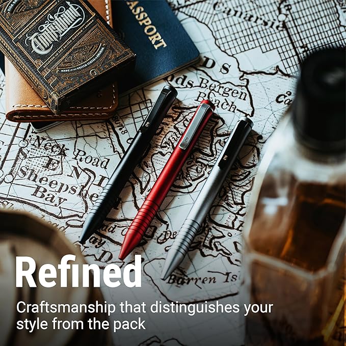 Everyman Grafton Mini Twist Refillable 0.7mm Ball Point Pen Gunmetal | Sleek Anodized Aluminum Pocket Pen with Grooved Grip | Smooth Writing EDC Ink Pen for Office, Travel, Work & Gifting