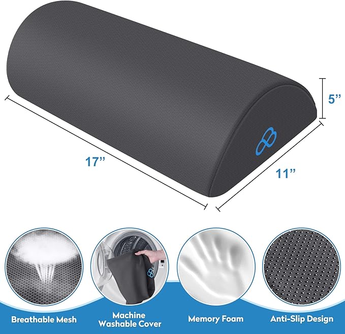StepLively Foot Rest Ergonomic Pillow for Under Desk at Work, Anti-Fatigue Footrest Support Pillow for Fatigue & Pain Relief, Comfortable for Office Chair, Car Seat & Gaming Chair - Grey