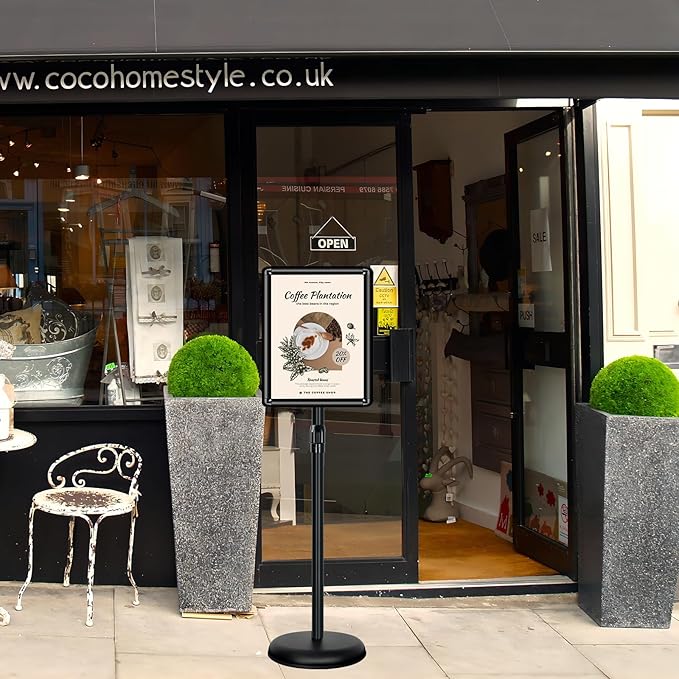 6Packs Pedestal Sign Holder 11x17in Standing Signs Display Stand Adjustable Pedestal Floor Stand Sign Holder, Aluminum Poster Stand for Ads, Posters, Menu, Guide (Black)