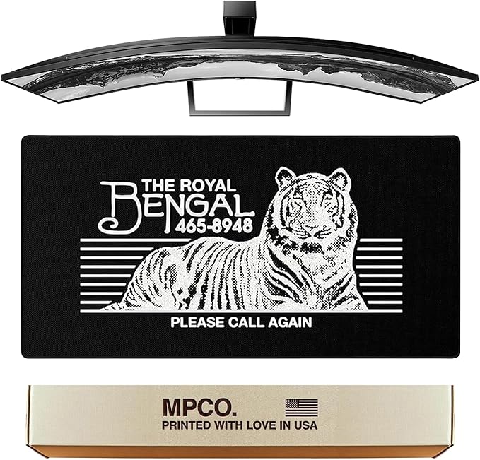 MPCO. OZGMX Large Gaming Desk Pad - 36" x 17" Aeroglyde Fabric Royal Bengal Black Desk Mats - Non-Slip, Washable, Smooth Glide for Precision Gaming & Work