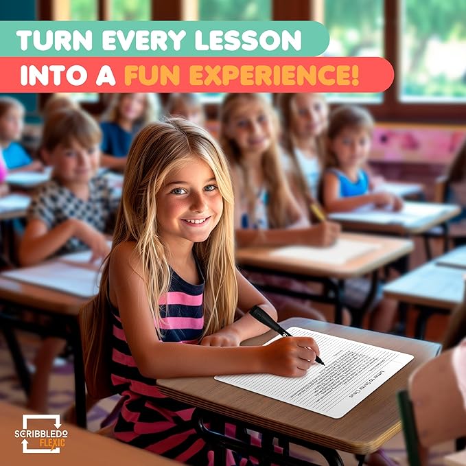 Scribbledo College Ruled Lined White Board Sheets for Students 9”x12” Dry Erase Board with Lines Sheets Ruled Writing Whiteboard Sheets Homeschool Supplies Teacher Classroom Pack of 10