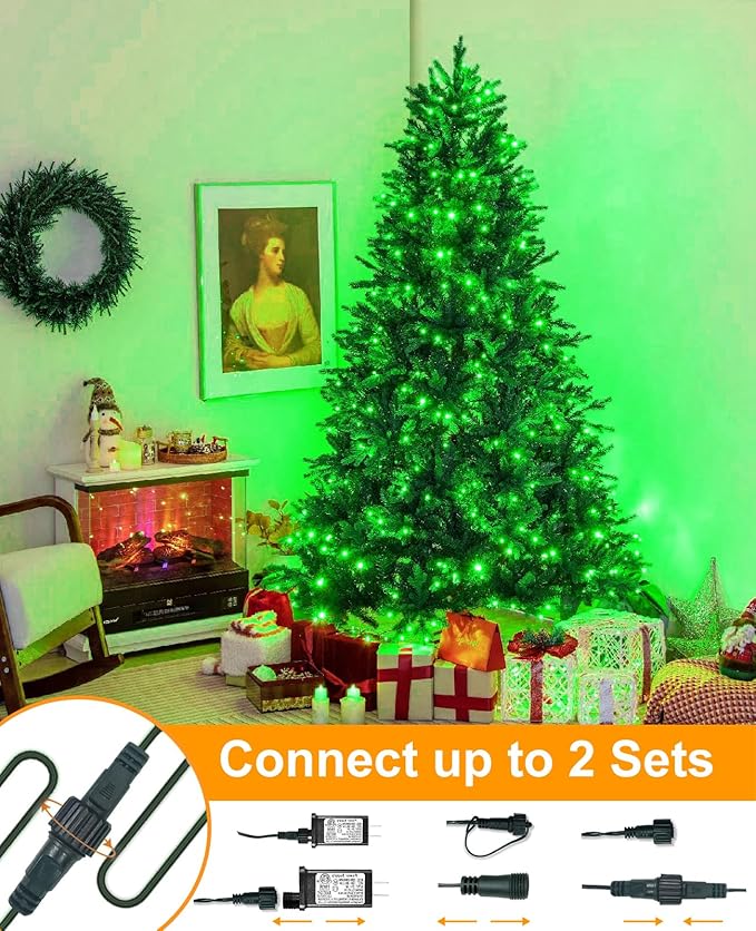 157FT 480 LED Christmas Lights Outdoor, Plug in Christmas Tree Lights Waterproof, 8 Modes Green Wire Fairy String Light for Indoor House Garden Xmas Party Decorations, Green