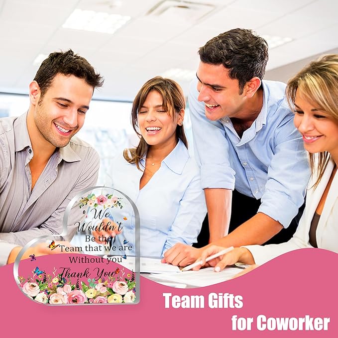 Thank You Gift for Women, Teacher Coworker Appreciation Gifts, Office Leaving Job Farewell Gift for Employees Coworker Leader, Boss Day Desk Accessories Thank You Boss Lady Acrylic Heart Plaque (6X6 Inch)