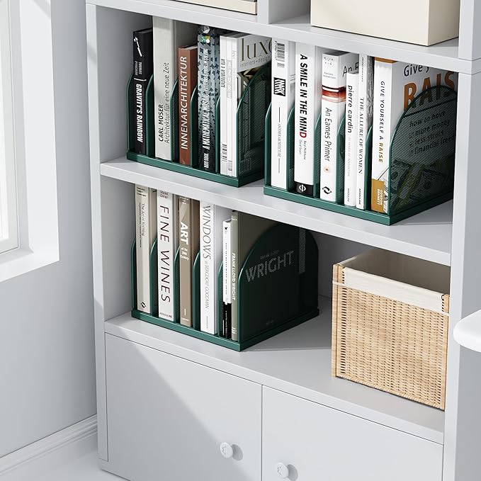 gianotter Desktop File Organizer, Desk Organizer with 5 Compartments, Paper Organizer for Desk, Workspace Organizers for Office Supplies (Green)