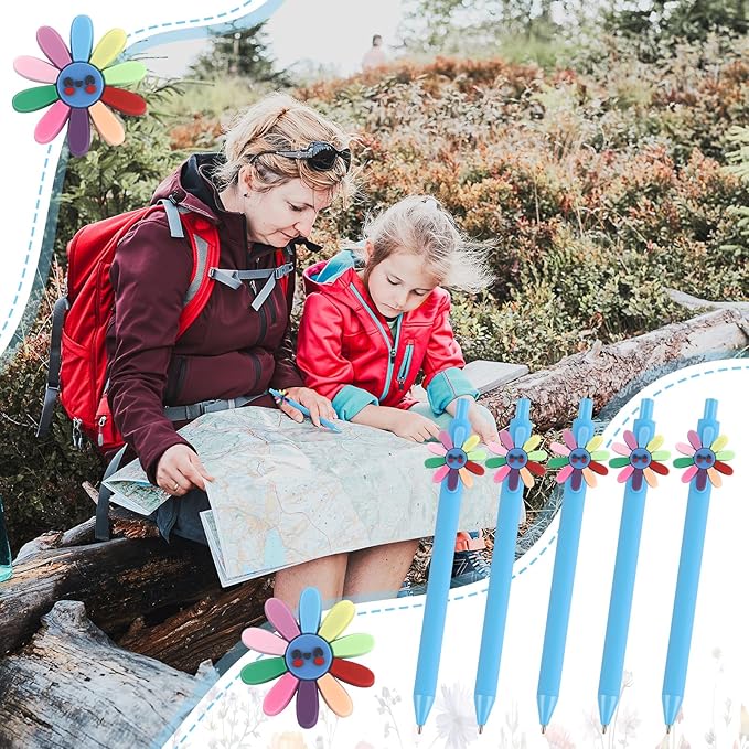 30 Pcs Daisy Scout Ballpoint Pen Bulk Retractable Writing 1.0 mm Medium Point Black Ink Blue Fancy Gift for Friend Troop Scout Leader Daisy Lover Gift Party Favor School Supplies