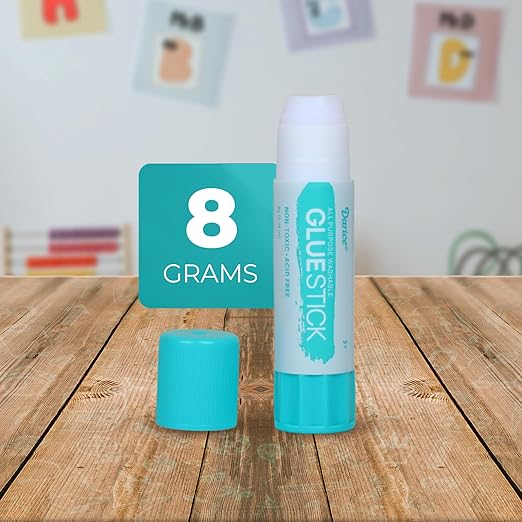 Darice School Glue Sticks, Washable 8 Gram 24 Count All Purpose Glue Stick, Strong Hold, Easy Stick, Quick Drying, Non-Toxic, Back to School Supplies, Scrapbooking for Home