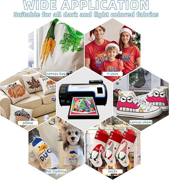 Lancelot Auto-Maintenance A3 M1630 Pro DTF Printer Transfer Printing Machine with White Ink Circulation and Auto-Film Cutter for DIY Print T-Shirt,Doule Speed for L1800/R1390 DTF Printer