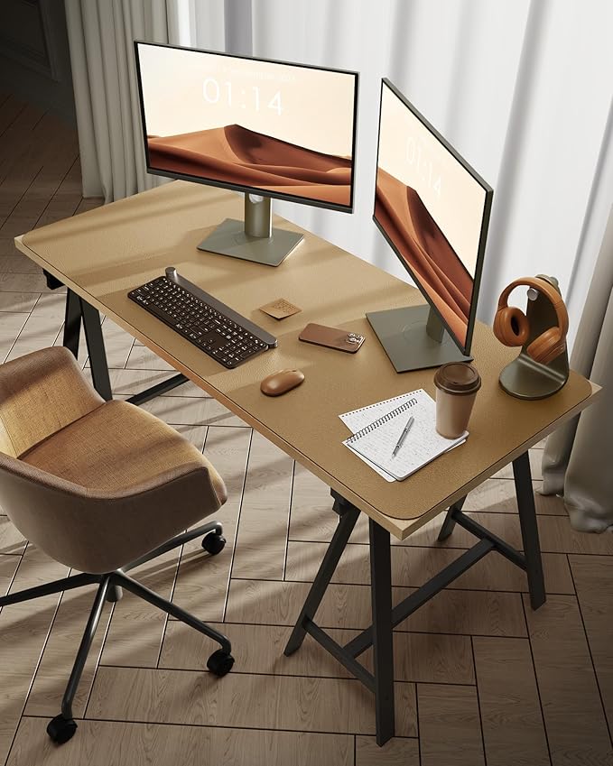 YSAGi Leather Desk Protector, Office Mat, Large Mouse Mat, Non-Slip PU Leather Blotter, Laptop Desk Mat, Waterproof Writing Pad for Office and Home (Latte, 47.2" x 23.21")