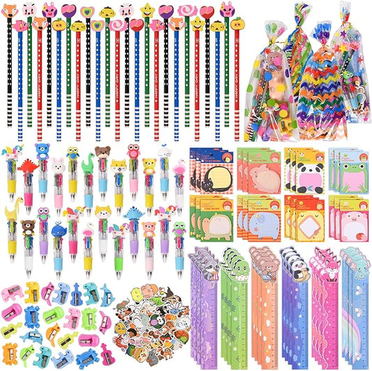 Ulema 24 Pack Cute Cartoon Animal Party Favors,Gifts for Birthday Goodie Bags School Classroom Games Rewards Stationery Set.