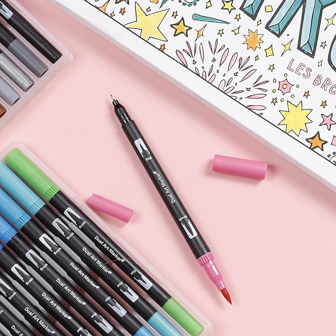 Incraftables 36 Color Dual Tip Calligraphy Pen Set – Artist Brush Pens & Fine Tip Markers for Writing, Journaling, Coloring, and Calligraphy