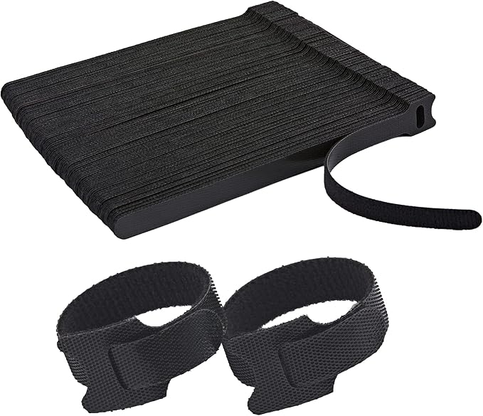 120 PCS Reusable Cable Ties with Hook and Loop, Multi-purpose Adjustable 8 Inch Cable Management Wire Ties Cable Straps for Organizing Home, Office and Data Centers (Black)