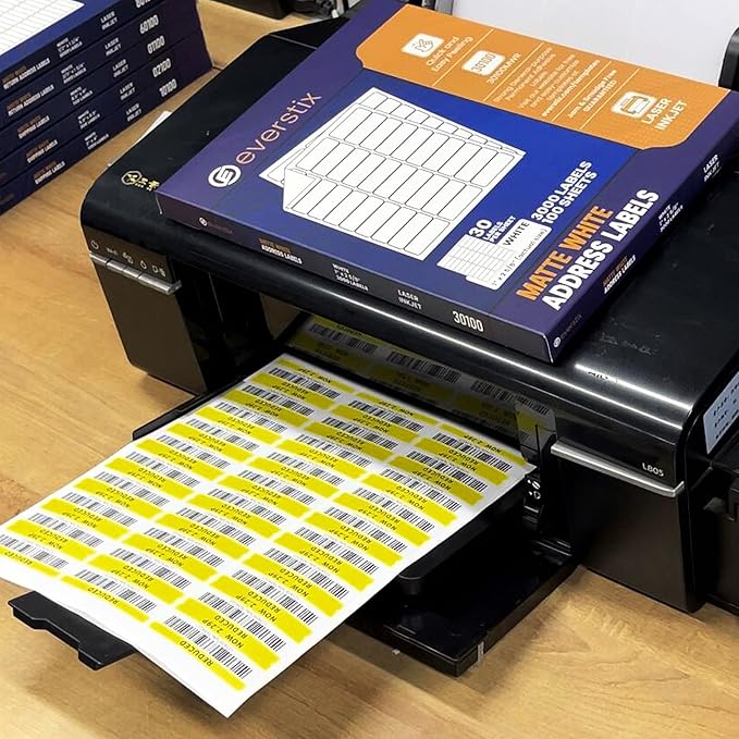 1" x 2-5/8", 100 Sheets, 3000 Mailing Address Labels, White Sticker Labels for Laser & Inkjet Printers, Permanent Adhesive