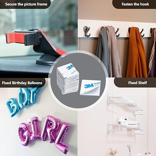 Square 3M Double Sided Adhesive Pads,100Pack Double Sided Sticky Pads Super-Sticky Adhesive Foam Pads，1.06 x 1.06 Inch Strong Pad Heavy Duty Mounting Adhesive