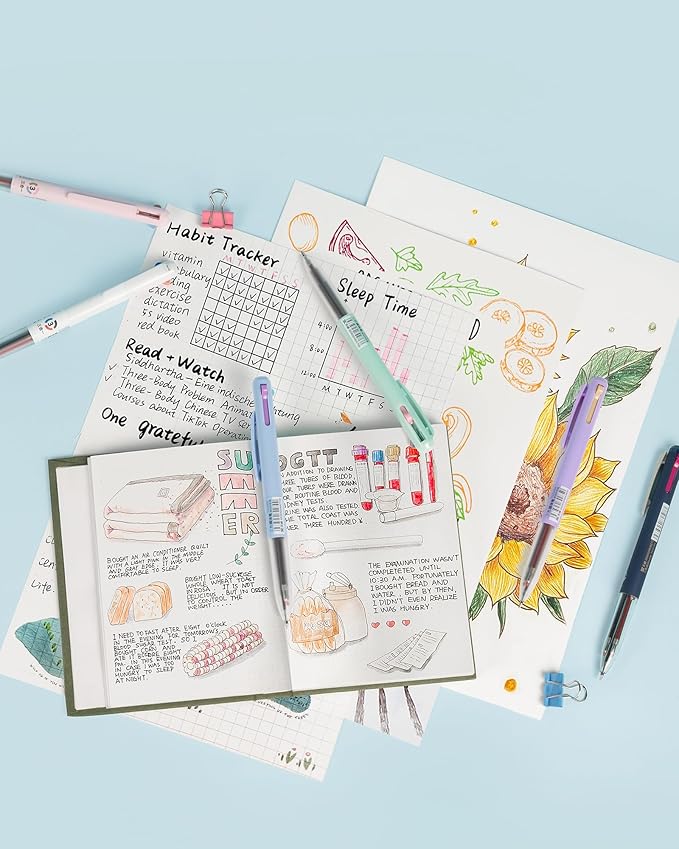 3-in-1 Retractable Gel Pens Colored - 0.5mm Fine Point Smooth Writing - Gel Ink Multicolor Gel pens for Journaling Planner, (Deeppink, Sienna, Steelblue)