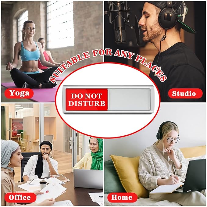 Sukh Green & Red Do Not Disturb Door Hanger - Meeting in Progress Sign, Ideal for Therapy, Sleeping, Spa Treatment - 6.88 x 1.96 inches, 1 Pack