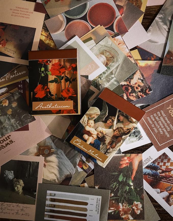 6 Sets 300 Pcs Washi Stickers Set Vintage Aesthetic Sticker Book for Journaling, DIY Decorative Paper Sticker Decals for Bullet Journal Art Scrapbooking Diary Card Craft Gift Album Notebook Stationery