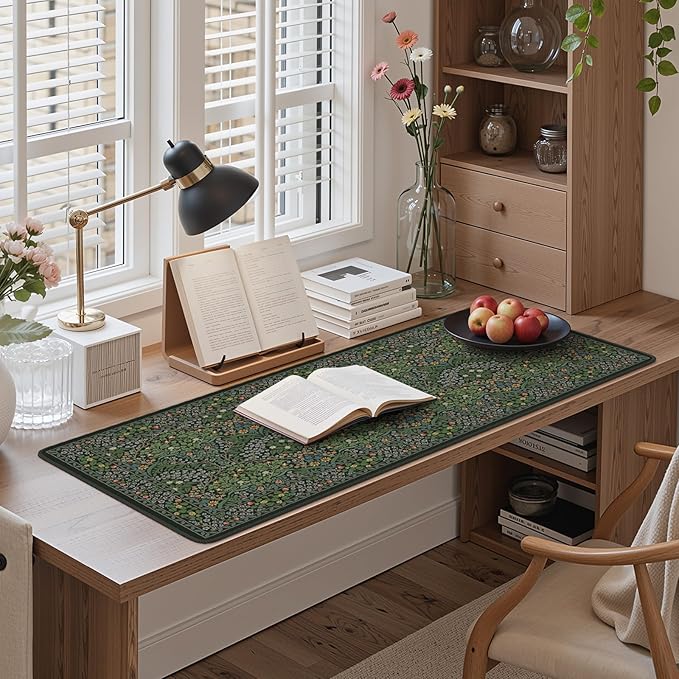 iCasso Big Mouse Pad, Desk Pad Mat, Full Desk Large Mousepad, Anti-Slip Smooth Surface XXL Computer Pad with Stitched Edges for Home Office Organizer (Green)