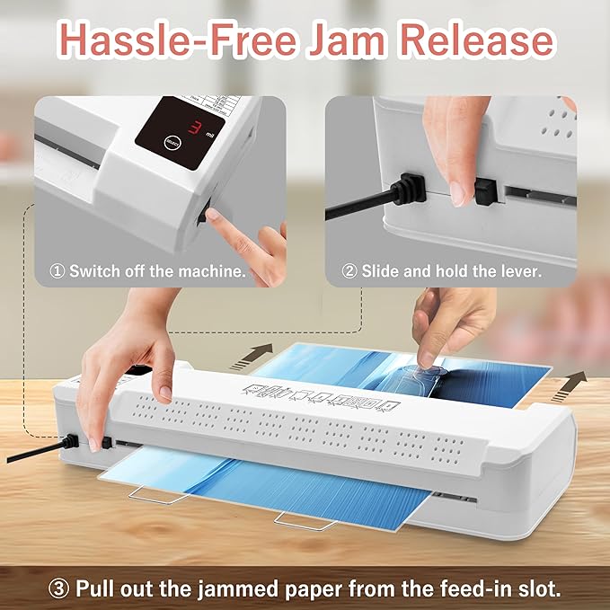 SINCHI 3–10 Mil Thermal Laminator & Foil Applicator – 13-Inch, 2-Large-Roller, 40s Warm-Up, 50s/Page, LED Touch Panel, Jam Release, Auto Shut-Off, 10 Sheets Included – for Office, School & Home Use