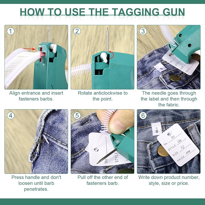 Chumia 3576 Pcs Stitch Tag Gun for Clothes, Quick Clothing Fixer, Tagging Gun with 3000 Barbs, 5 Needles and 100 Price Tags, Sewing Kit for Retail Stores, Garage Yard Sales(Black, White)