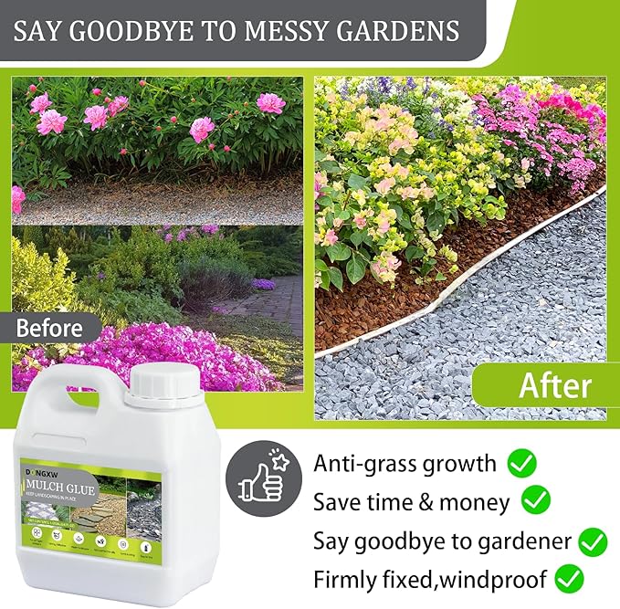 Rock Glue for Landscaping, Easy Hold Mulch Glue for Landscaping, Lockdown Sticky Rock Glues Landscape Stone Glues Strong Mulch Binder, Fast Drying Concentrate Gravel Binder - 64oz