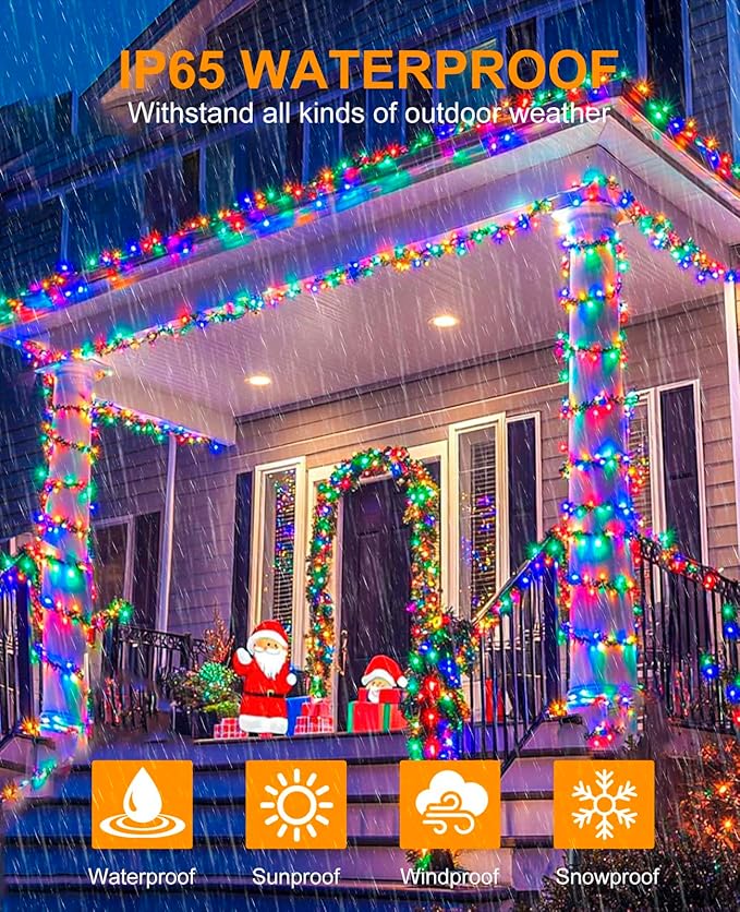 157FT 480 LED Christmas Lights Outdoor, LED Plug in Christmas Tree Lights Waterproof, 8 Modes Fairy String Light for Indoor Bedroom Garden Xmas Holiday Decorations, Multicolor