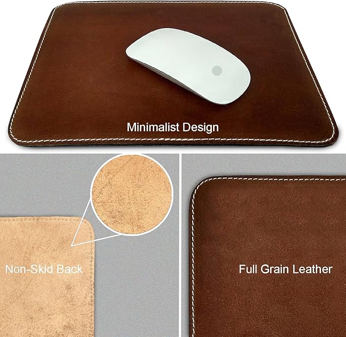 RUSTIC TOWN Leather Mouse Pads for Laptop Computer PC Gaming Apple Executive Work Desk Handmade Desk Mouse Mat