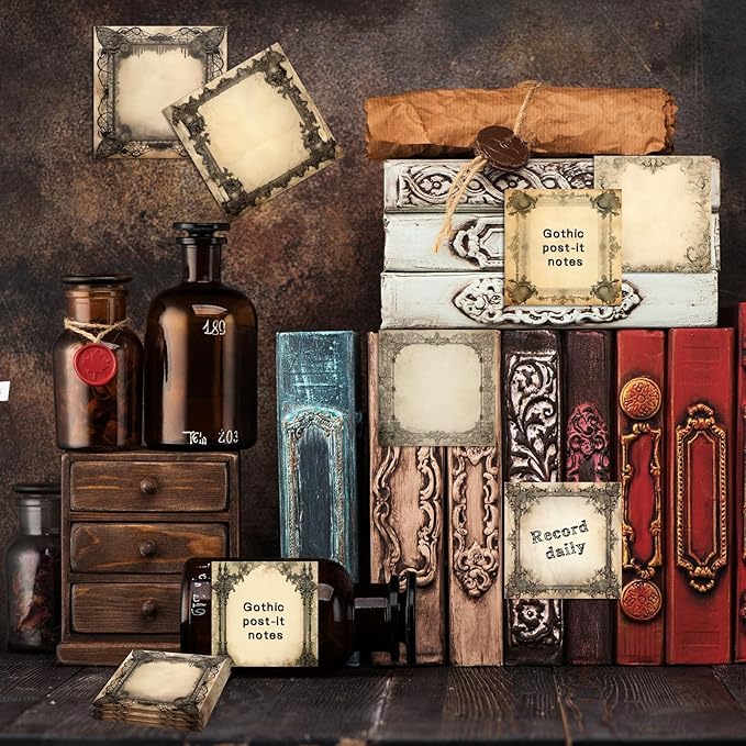 9 Pieces Halloween Gothic Sticky Notes Self-Adhesive Gothic Style Design Note Pads Gothic Style Sticky Memo Notes for School Office Home Supplies Students Teachers Gift