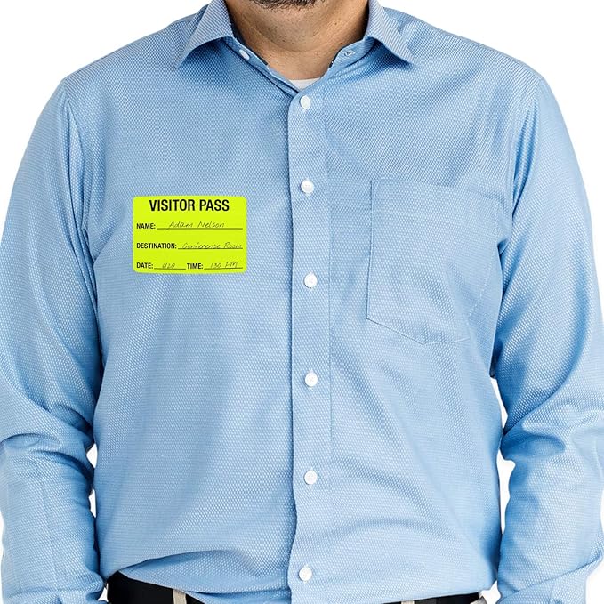 Chartreuse Visitor Pass / 500 Fluorescent Yellow ID Labels/Safety Identification Badge Stickers