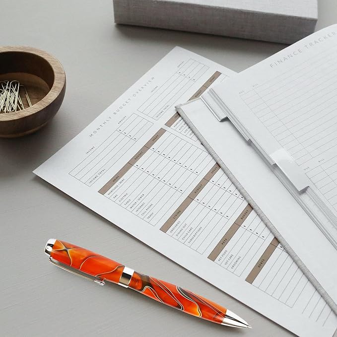 Lanier Pens Tuscany Orange & Black Ballpoint Pen - Marbleized Gloss Body