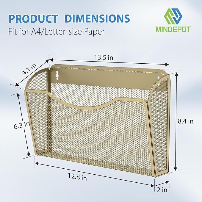 Wall File Organizer,Hanging Wall Mounted File Folder Binder Holder Mail Organizer for Office,Home and School Supplies