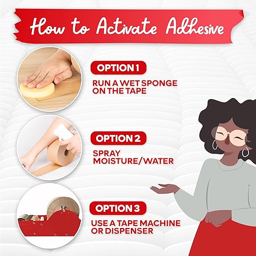 XFasten Brown Paper Tape - 2.75-Inch x 375-Feet, 8-Pack Water Activated Kraft Tape for Packing Boxes