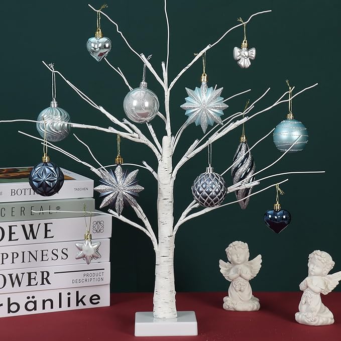 82Pcs Blue and Silver Christmas Ornaments Set, Shatterproof Medium Christmas Ball Ornaments, Christmas Decorations Hanging Ornaments for Xmas Trees, Holiday, Party Decor (Navy Blue & Silver)