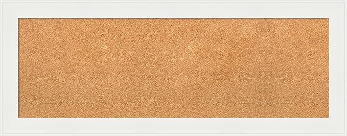 Amanti Art Natural Cork Board for Wall, 15x39 Vision Board with White Frame, Medium Corkboard Office Decor for Home Organization, Casual Corkboard Pinboard to Display Items for Home Organization in