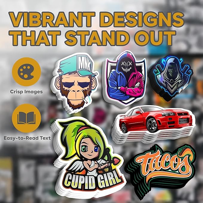 VulgrCo Custom Design Your Own Personalized Labels Stickers Decals Text Name Image Photo 120 Pack - Waterproof, Dishwasher Safe, Fade Resistant, UV Protected, Heat and Cold Resistant