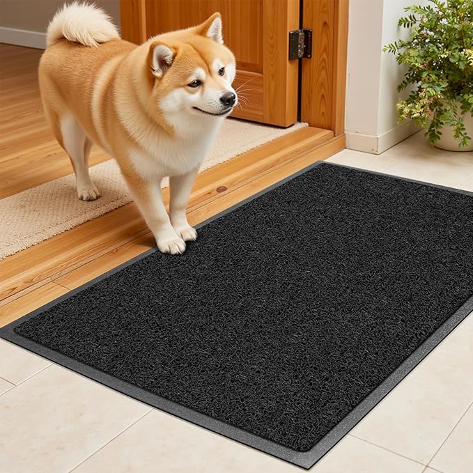 Kuyal Door Mat, 2'x3' Indoor Outdoor Entrance Mat to Trap Dirt and Moisture, Non Slip Waterproof Outdoor Mats, Commercial Floor Inside Outside Entrance, Heavy Duty Durable Welcome Mats, Black