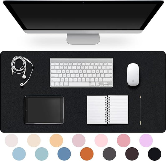 Leather Desk Pad Protector,Non-Slip Desk Pad,on-Slip PU Leather Large Mouse Pad,Easy Clean Desk Protecor Mat,Writing Pad for Office Work/Home/Decor(Black, 31.5" x 15.7")