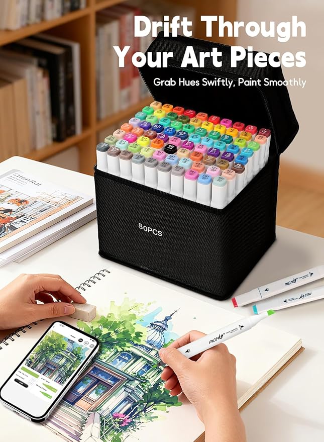 320 Colors Alcohol Markers with Free App, Chisel & Fine Tip Alcohol-Based Marker Set for Adults Kids, Dual Tip Artist Markers for Drawing, Coloring Illustration, Painting and Great Gift Idea