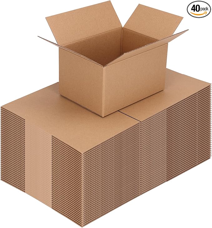 CRUGLA 40 Packs 9x6x3 Shipping Boxes for Small Business, Corrugated Cardboard Boxes Bulk for Shipping Packing Mailing