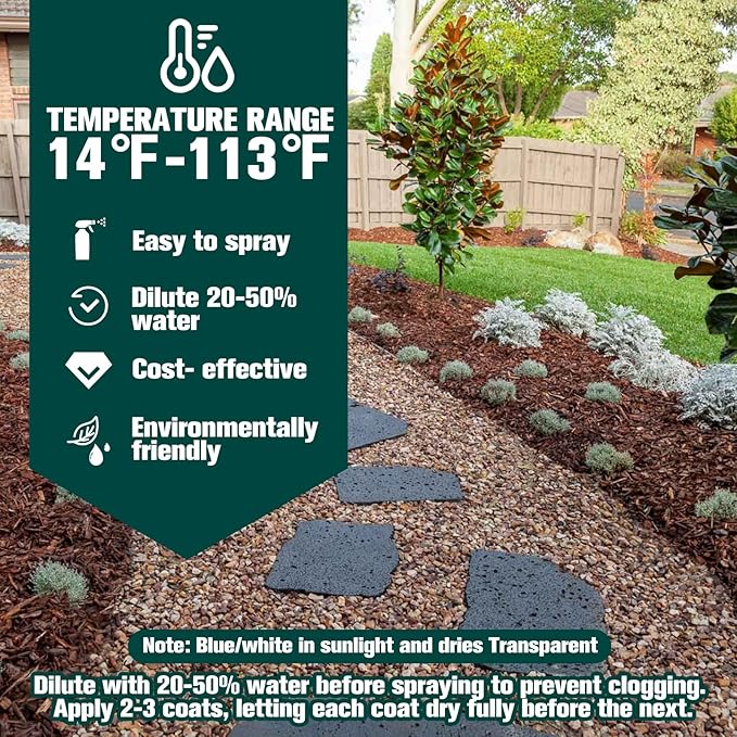 Mulch Glue -1 Gallon Rock Glue for Landscaping, Professional Landscape Adhesive for Rocks, Pea Gravel &Stones | Fast-Drying, Super Strong Binder | Secures Rubber in Garden, Pathways & Landscaping