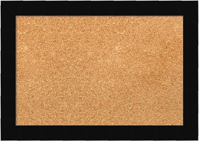 Amanti Art Natural Cork Board for Wall, 15x21 Vision Board with Black Wood Frame, Small Corkboard Office Decor for Home Organization, Modern Corkboard Pinboard to Display Items for Home Organization