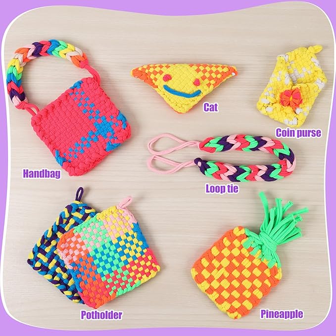 MagicKidz Weaving Loom Kit Toy - Birthday Gifts for Kids 6 7 8 9 10 11 12 Years Old - Arts and Crafts Kit for Girls Ages 6-8 10-12, DIY Potholder Knitting Kit with Loops