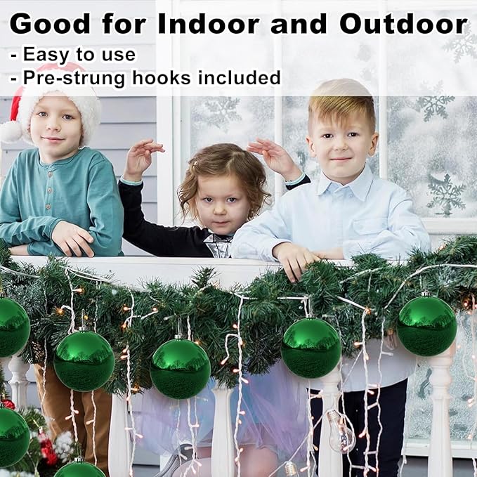 Emerald Green 6.0" Extra Large Christmas Balls - Christmas Tree Decoration Ornaments Shatterproof Hanging Shiny Balls for Birthday Holiday Wedding Decorations Set of 2pcs